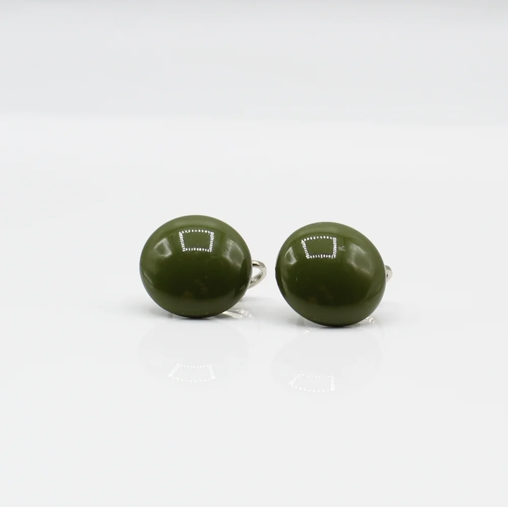 Vintage enamel button clip earrings - Picture 3 of 7